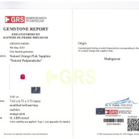 3.01 Ct. Padparadscha Sapphire from Madagascar Scan Report