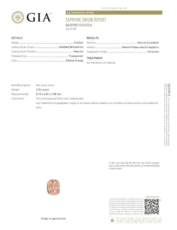 2.52 Ct. Padparadscha Sapphire from Ceylon (Sri Lanka)