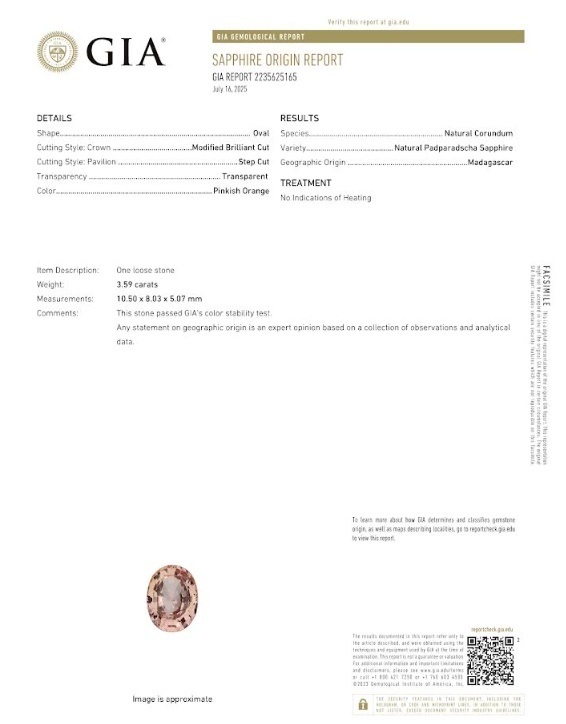 3.59 Ct. Padparadscha Sapphire from Madagascar