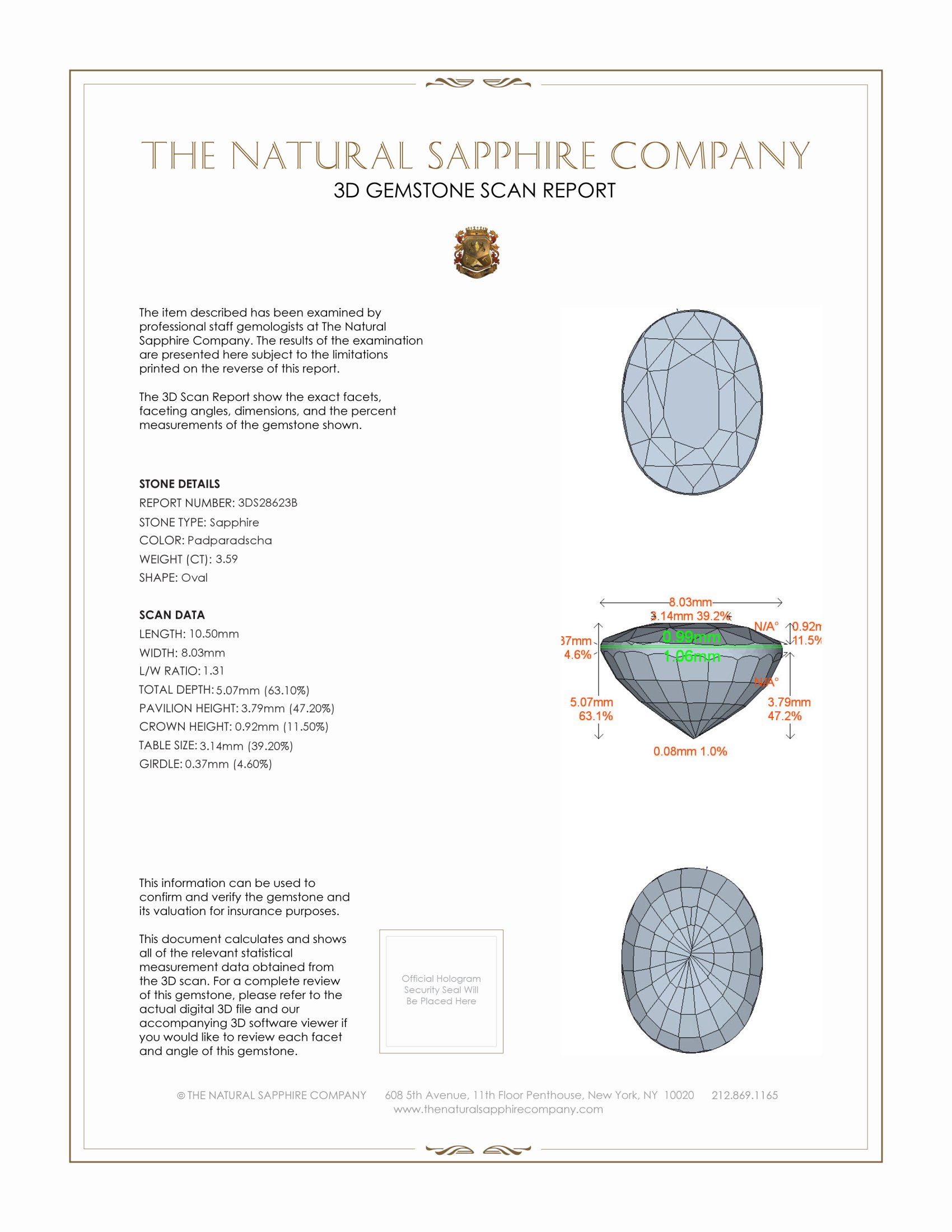 3.59 Ct. Padparadscha Sapphire from Madagascar