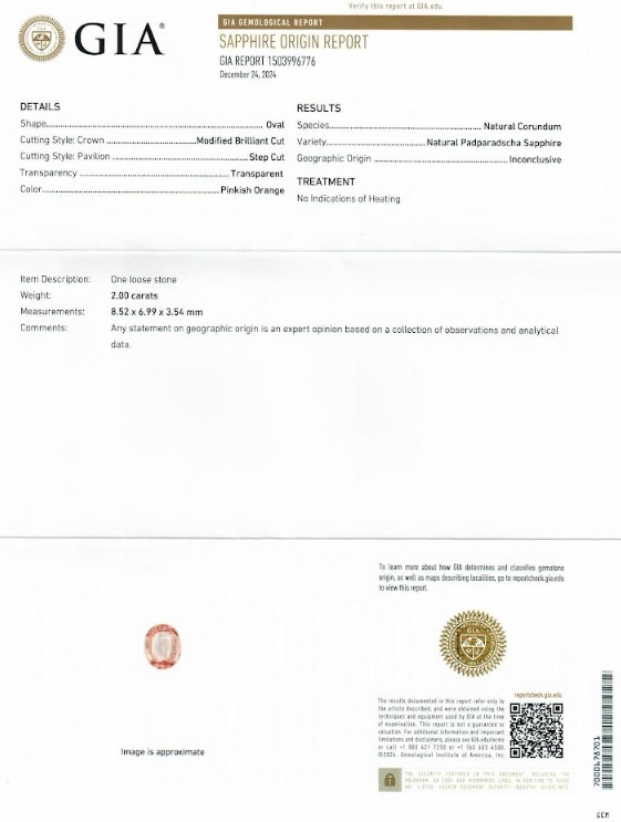 2.00 Ct. Padparadscha Sapphire from Ceylon (Sri Lanka)