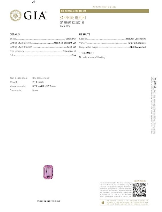 2.11 Ct. Pink Sapphire from Ceylon (Sri Lanka)