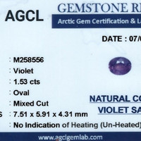 1.53 Ct. Violet Sapphire from Ceylon (Sri Lanka) Scan Report