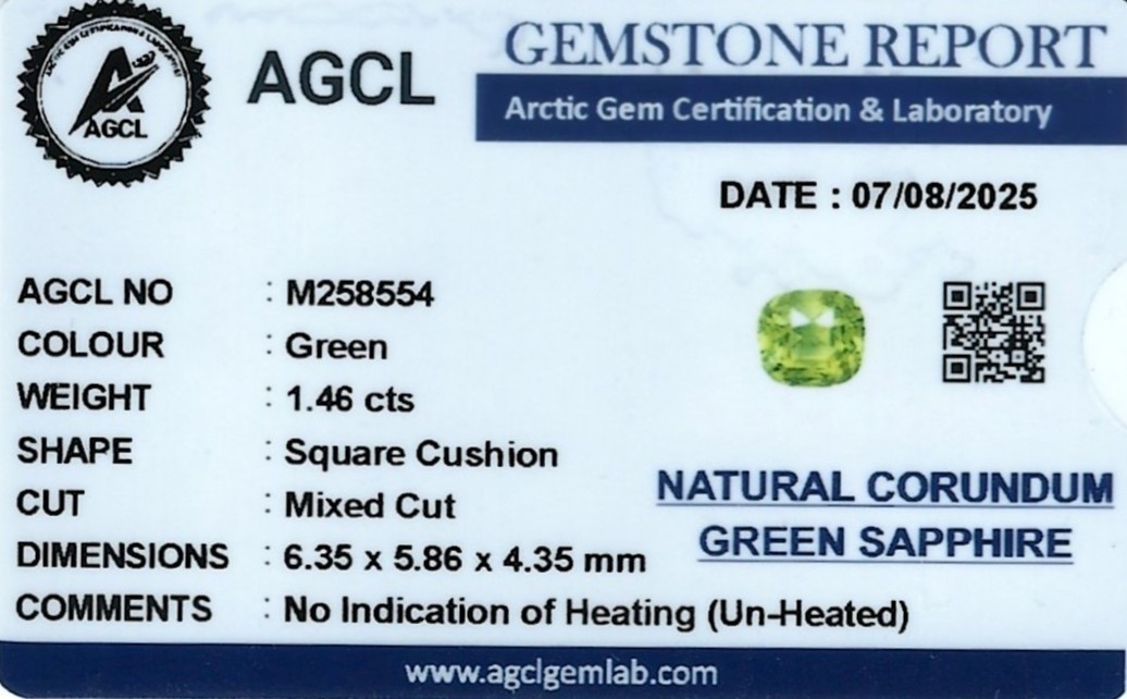 1.46 Ct. Green Sapphire from Ceylon (Sri Lanka)