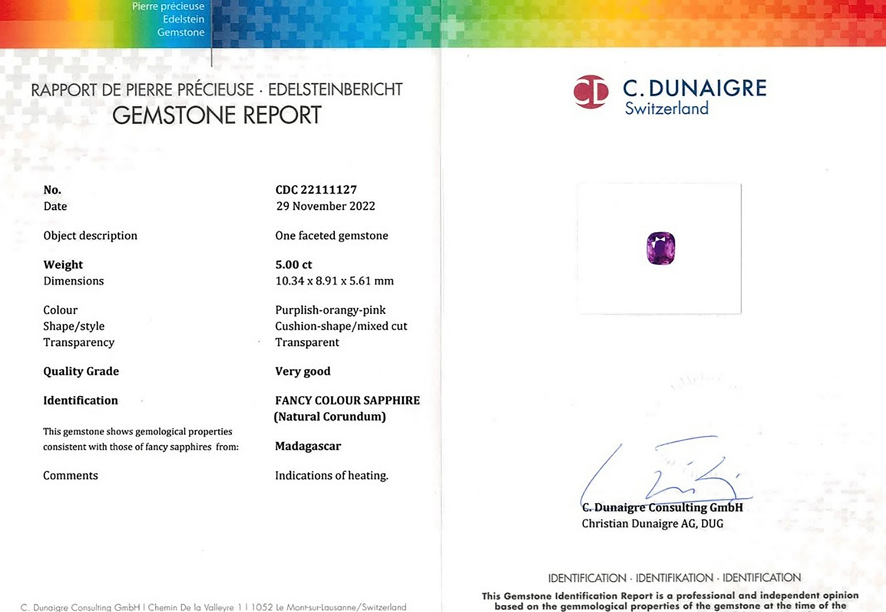 5.00 Ct. Purplish Pink Sapphire from Madagascar