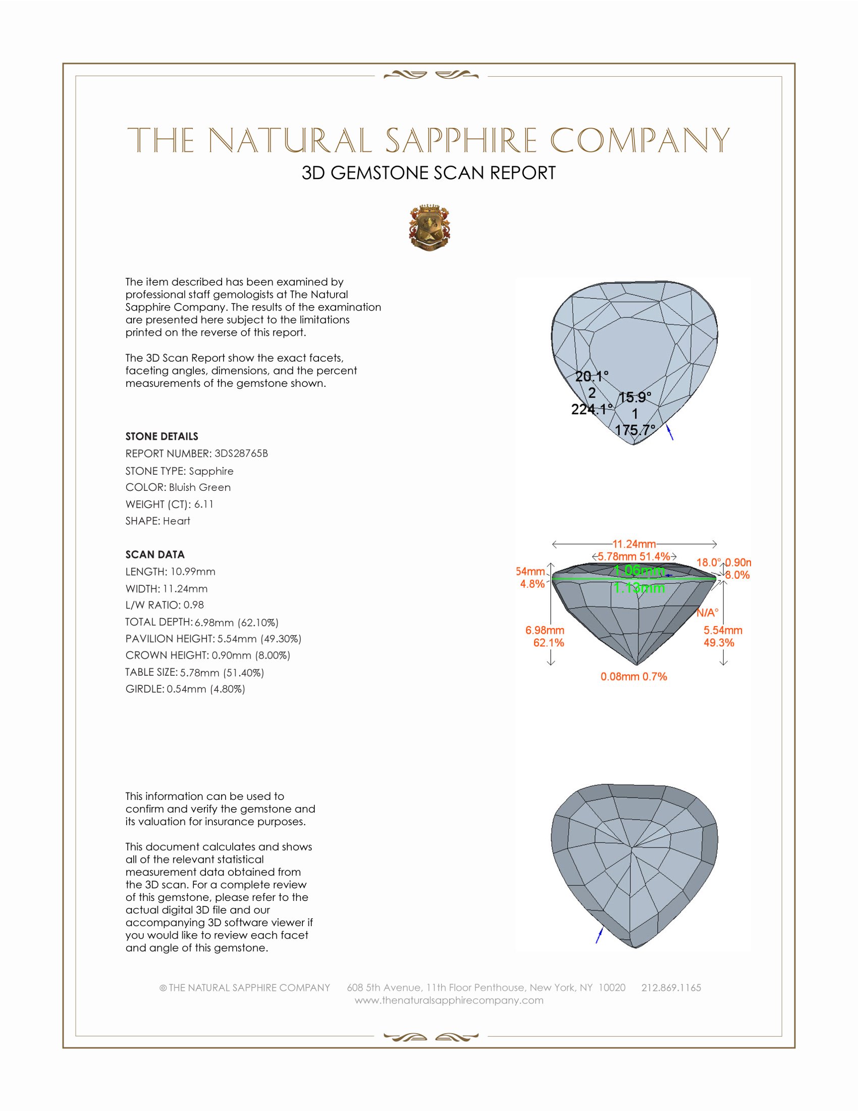 6.11 Ct. Bluish Green Sapphire from Madagascar