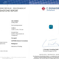 11.04 Ct. Greenish Blue Sapphire from Madagascar Scan Report