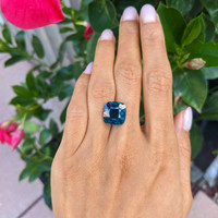 11.04 Ct. Greenish Blue Sapphire from Madagascar Life Style