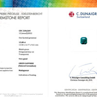 15.09 Ct. Bluish Green Sapphire from Madagascar Scan Report