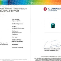 15.09 Ct. Bluish Green Sapphire from Madagascar Scan Report
