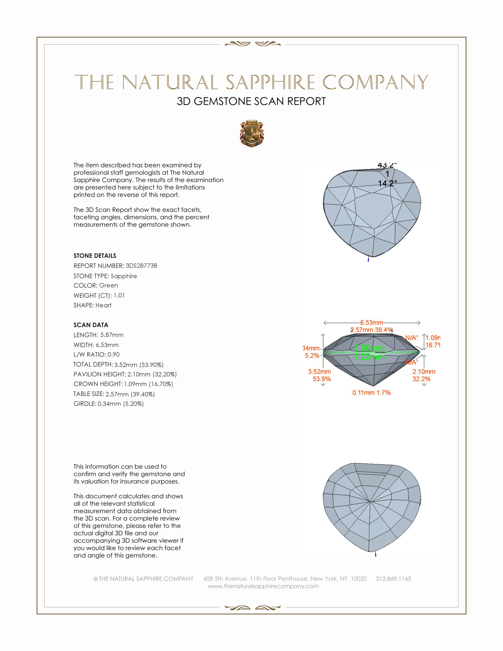 1.01 Ct. Green Sapphire from Ceylon (Sri Lanka)