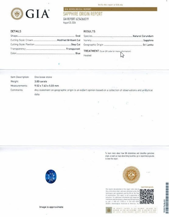 3.00 Ct. Blue Sapphire from Ceylon (Sri Lanka)