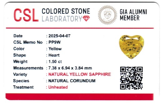 1.49 Ct. Yellow Sapphire from Ceylon (Sri Lanka)