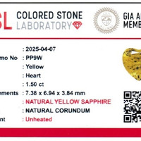 1.49 Ct. Yellow Sapphire from Ceylon (Sri Lanka) Scan Report