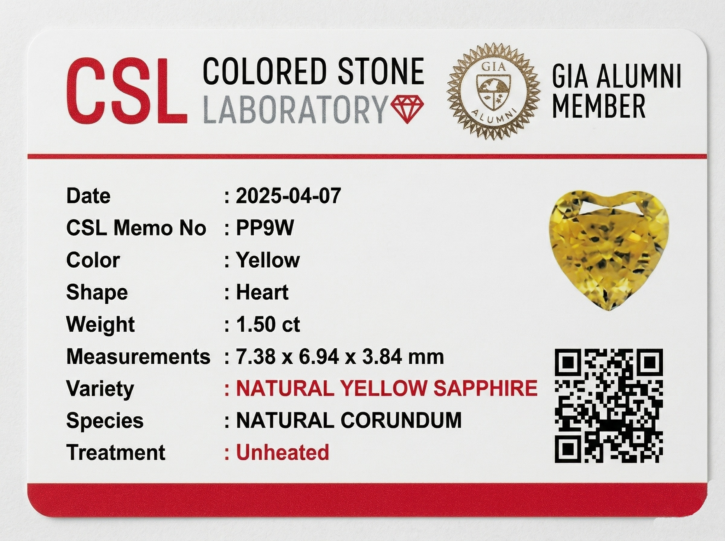 1.49 Ct. Yellow Sapphire from Ceylon (Sri Lanka)