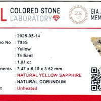 1.01 Ct. Yellow Sapphire from Ceylon (Sri Lanka) Scan Report