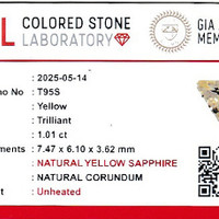 1.01 Ct. Yellow Sapphire from Ceylon (Sri Lanka) Scan Report