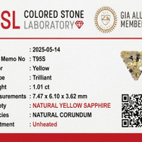 1.01 Ct. Yellow Sapphire from Ceylon (Sri Lanka) Scan Report