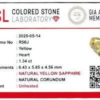1.33 Ct. Yellow Sapphire from Ceylon (Sri Lanka) Scan Report