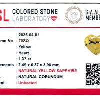 1.37 Ct. Yellow Sapphire from Ceylon (Sri Lanka) Scan Report