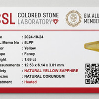 1.69 Ct. Yellow Sapphire from Ceylon (Sri Lanka) Scan Report