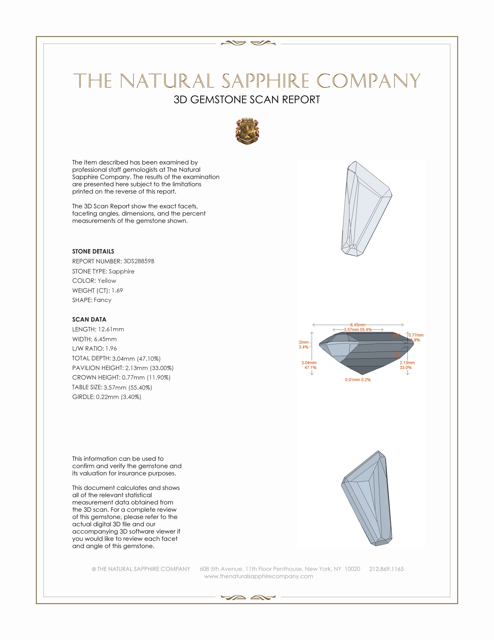1.69 Ct. Yellow Sapphire from Ceylon (Sri Lanka)