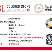 1.03 Ct. Bi Color Sapphire from Ceylon (Sri Lanka) Scan Report