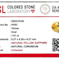 1.91 Ct. Yellow Sapphire from Ceylon (Sri Lanka) Scan Report