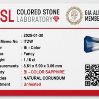 1.16 Ct. Bi Color Sapphire from Ceylon (Sri Lanka) Scan Report