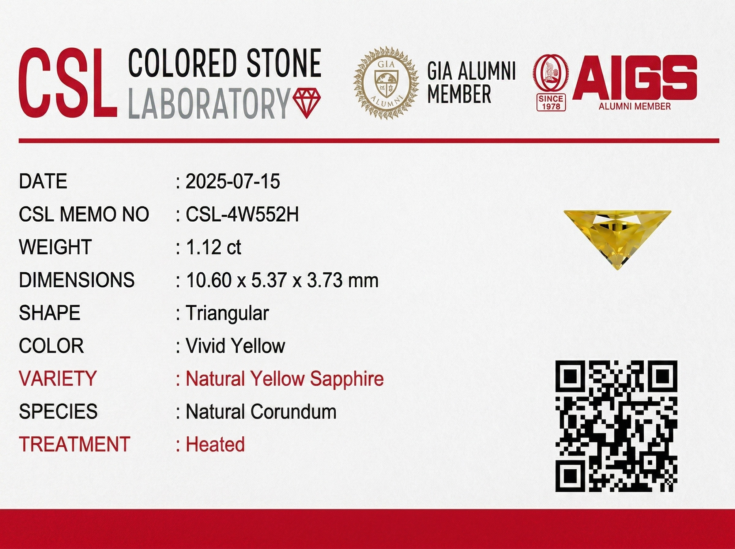 1.10 Ct. Yellow Sapphire from Ceylon (Sri Lanka)