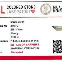 2.37 Ct. Bi Color Sapphire from Ceylon (Sri Lanka) Scan Report