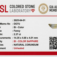 2.37 Ct. Bi Color / Parti Sapphire from Ceylon (Sri Lanka) Scan Report