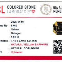 1.93 Ct. Yellow Sapphire from Ceylon (Sri Lanka) Scan Report
