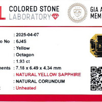 1.93 Ct. Yellow Sapphire from Ceylon (Sri Lanka) Scan Report