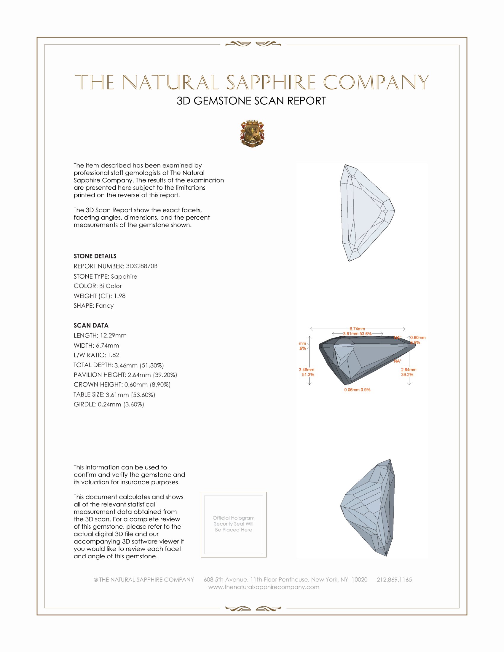 1.98 Ct. Bi Color Sapphire from Ceylon (Sri Lanka)