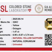 1.46 Ct. Yellow Sapphire from Ceylon (Sri Lanka) Scan Report