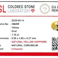 1.35 Ct. Yellow Sapphire from Ceylon (Sri Lanka) Scan Report