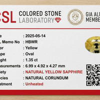 1.35 Ct. Yellow Sapphire from Ceylon (Sri Lanka) Scan Report
