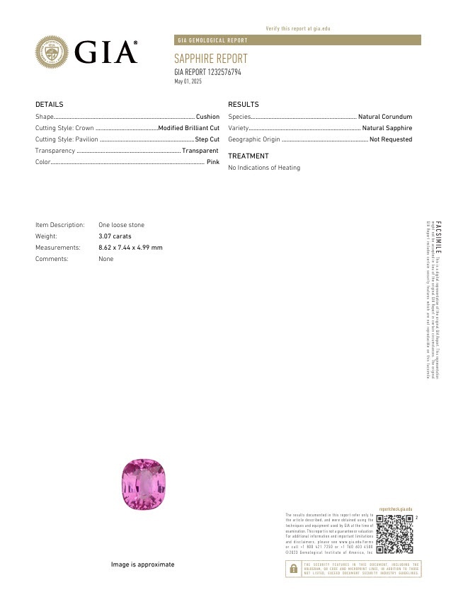 3.07 Ct. Pink Sapphire from Madagascar