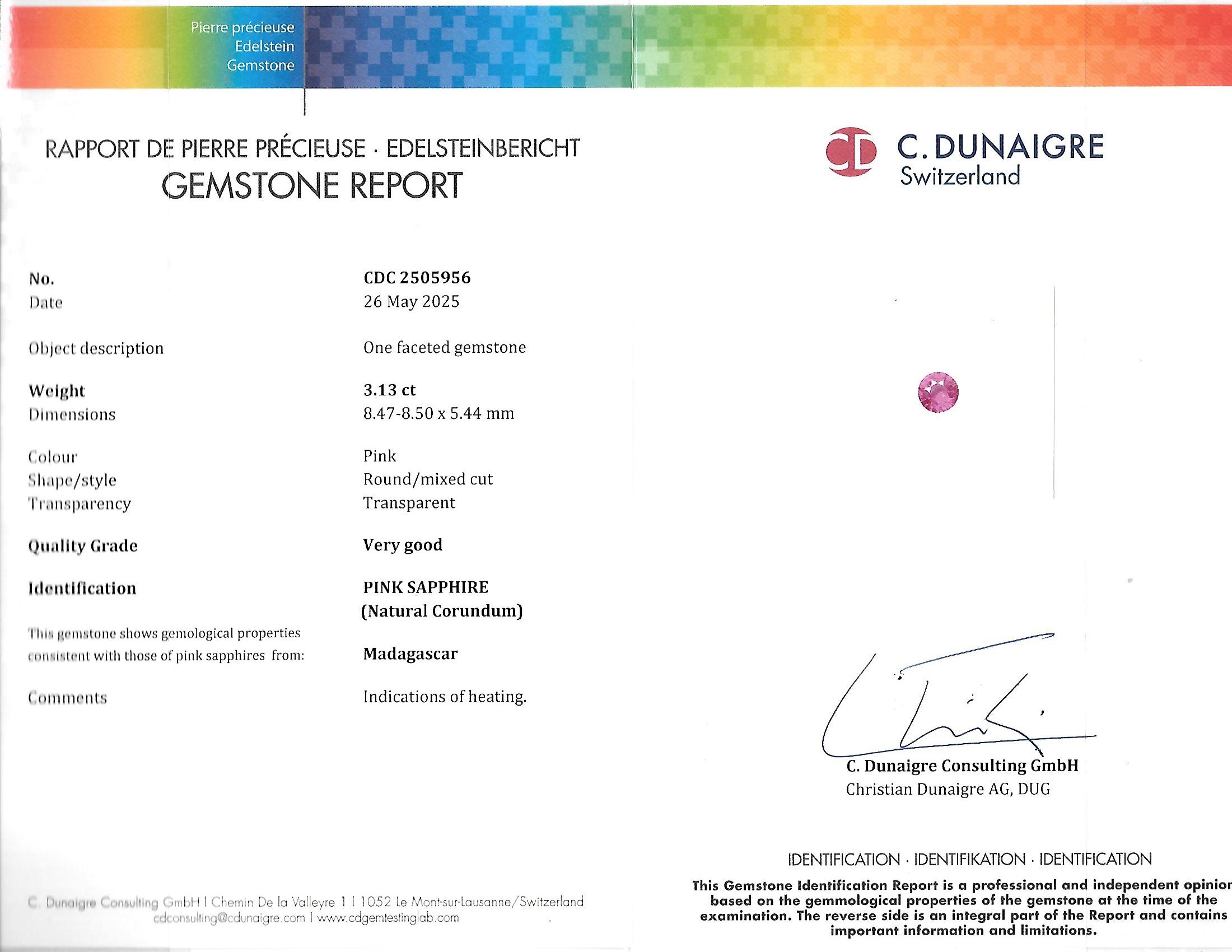 3.13 Ct. Pink Sapphire from Ceylon (Sri Lanka)