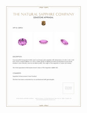 0.88 Ct. Pink Sapphire from Ceylon (Sri Lanka) Appraisal