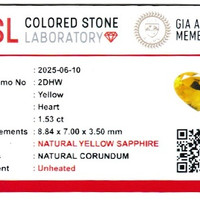 1.54 Ct. Yellow Sapphire from Ceylon (Sri Lanka) Scan Report
