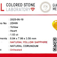1.54 Ct. Yellow Sapphire from Ceylon (Sri Lanka) Scan Report