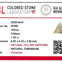 0.99 Ct. Yellow Sapphire from Ceylon (Sri Lanka) Scan Report