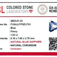 1.02 Ct. Blue Sapphire from Ceylon (Sri Lanka) Scan Report