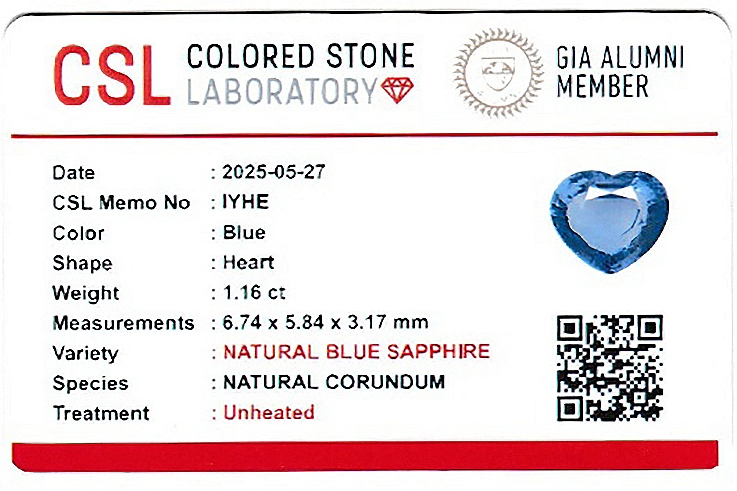 1.17 Ct. Blue Sapphire from Ceylon (Sri Lanka)