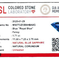 1.71 Ct. Blue Sapphire from Ceylon (Sri Lanka) Scan Report