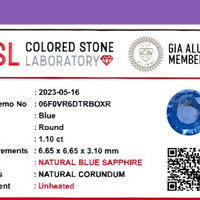 1.10 Ct. Blue Sapphire from Ceylon (Sri Lanka) Scan Report