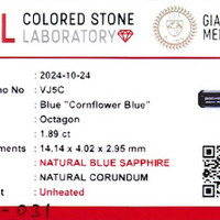 1.89 Ct. Blue Sapphire from Ceylon (Sri Lanka) Scan Report