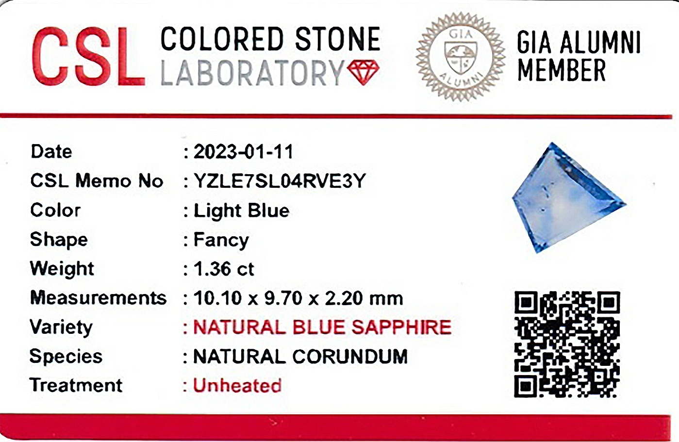 1.36 Ct. Blue Sapphire from Ceylon (Sri Lanka)
